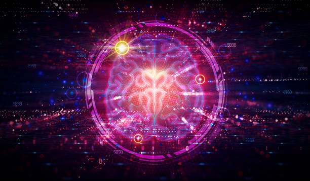 A digital representation of a brain with neural connections, illustrating brain-computer interface technology.
