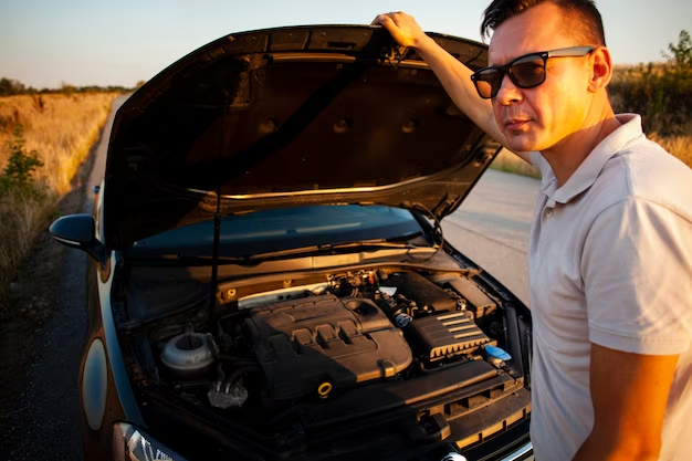 A person connecting a car battery tester to the positive and negative terminals of a car battery